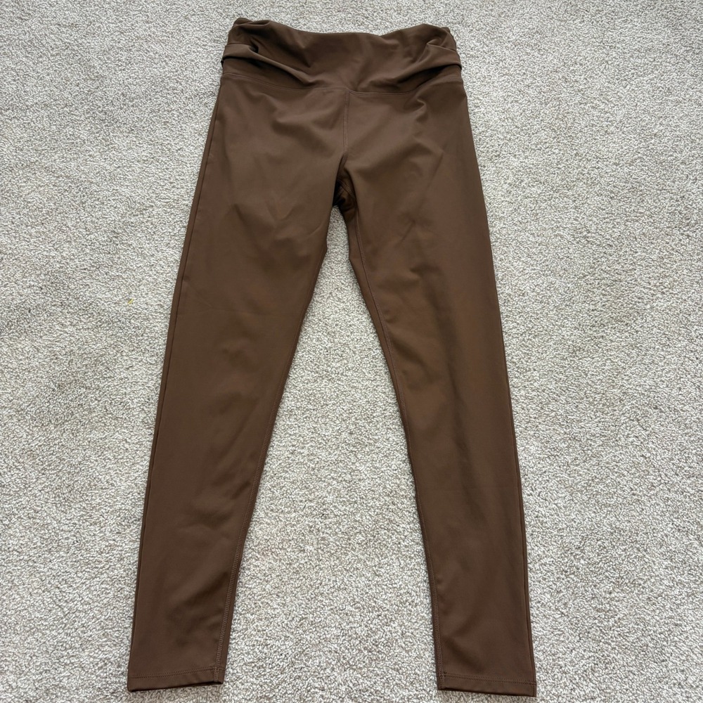 Girlfriend Collective Leggings Womens L Brown Ruched Waist Athleisure Yoga